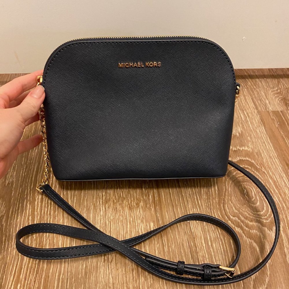 Michael Kors Navy Crossbody Dome Bag Saffiano Leather Cindy